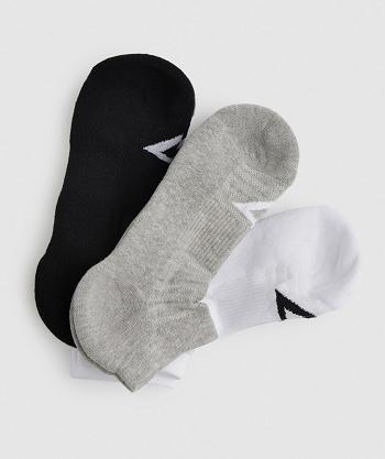 Calcetines Gymshark Ankle 3pk Accessories Blancas Gris Claro Negras | CO 4147MQZ